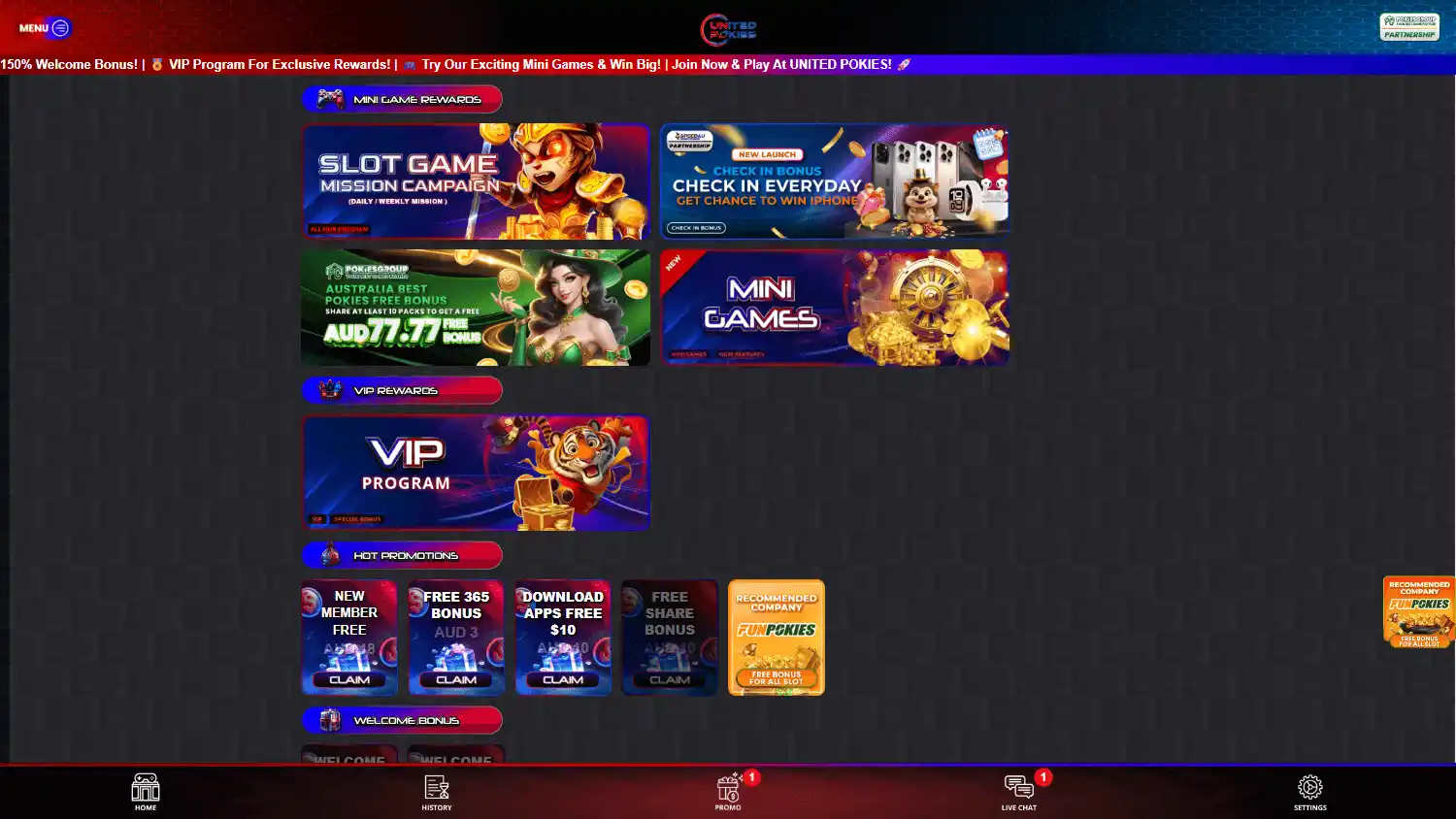 United Pokies Casino screenshot 2