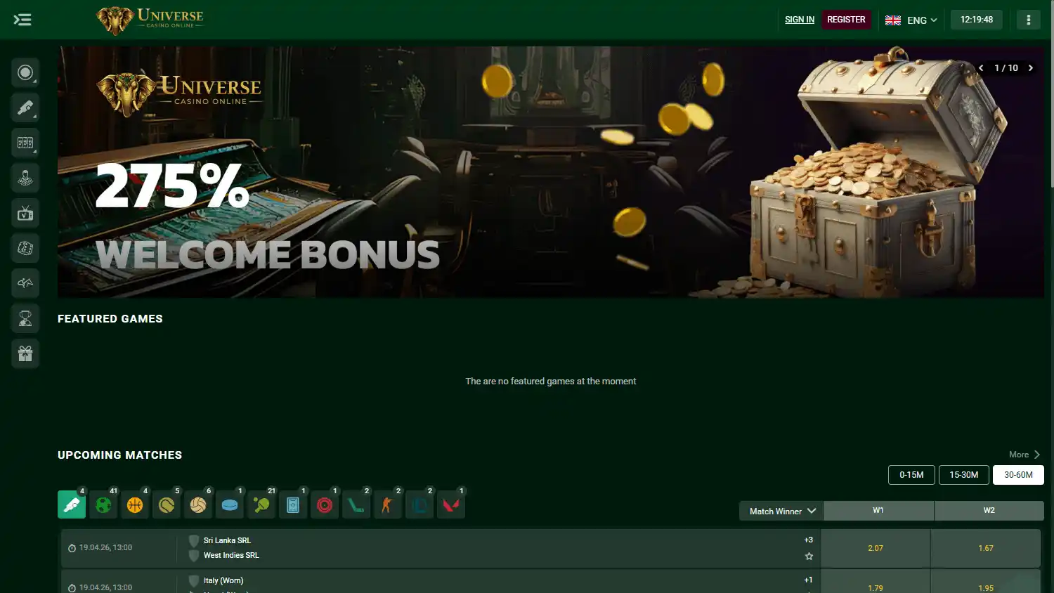 Universe Casino screenshot 1