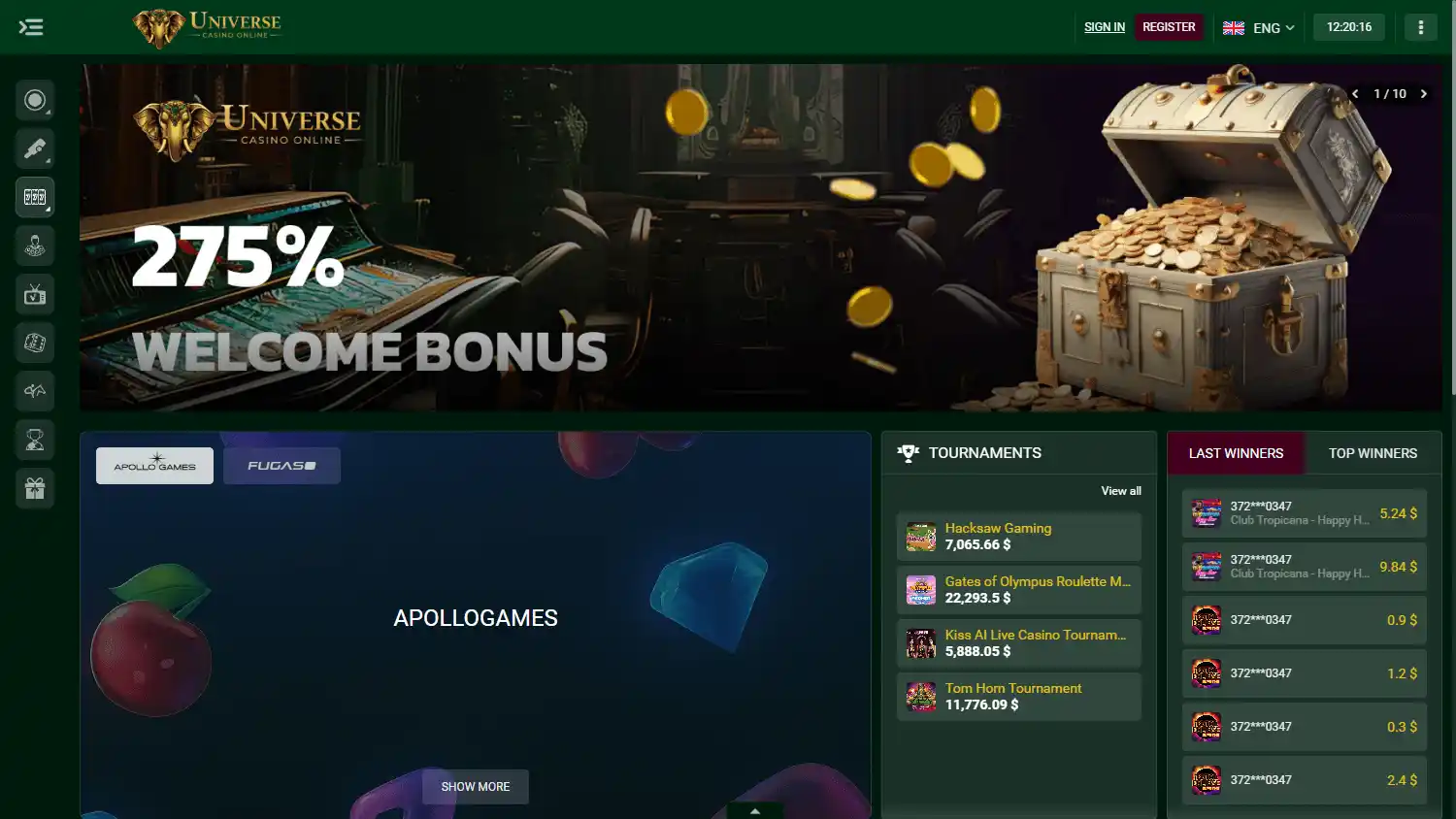 Universe Casino screenshot 2