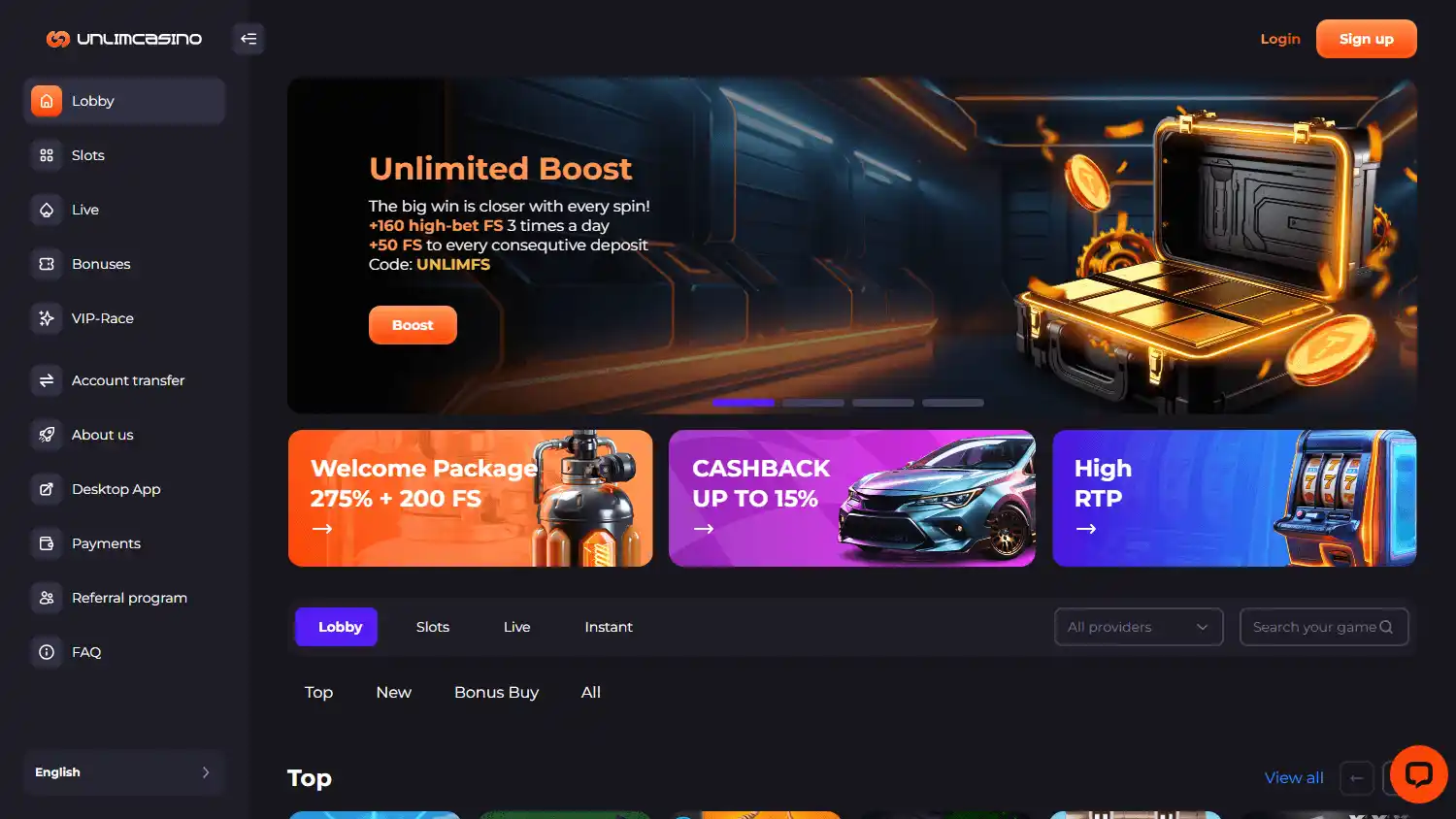 Unlim Casino screenshot 1