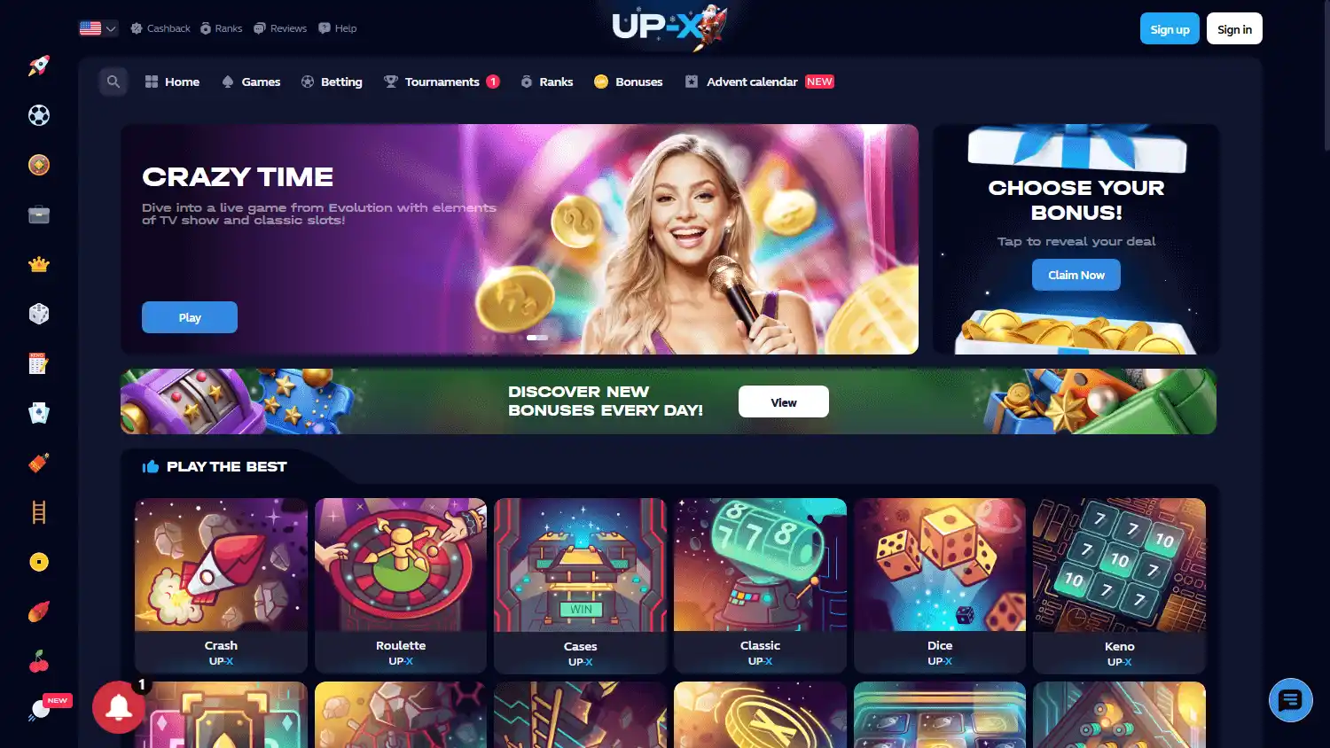 UP-X Casino screenshot 1