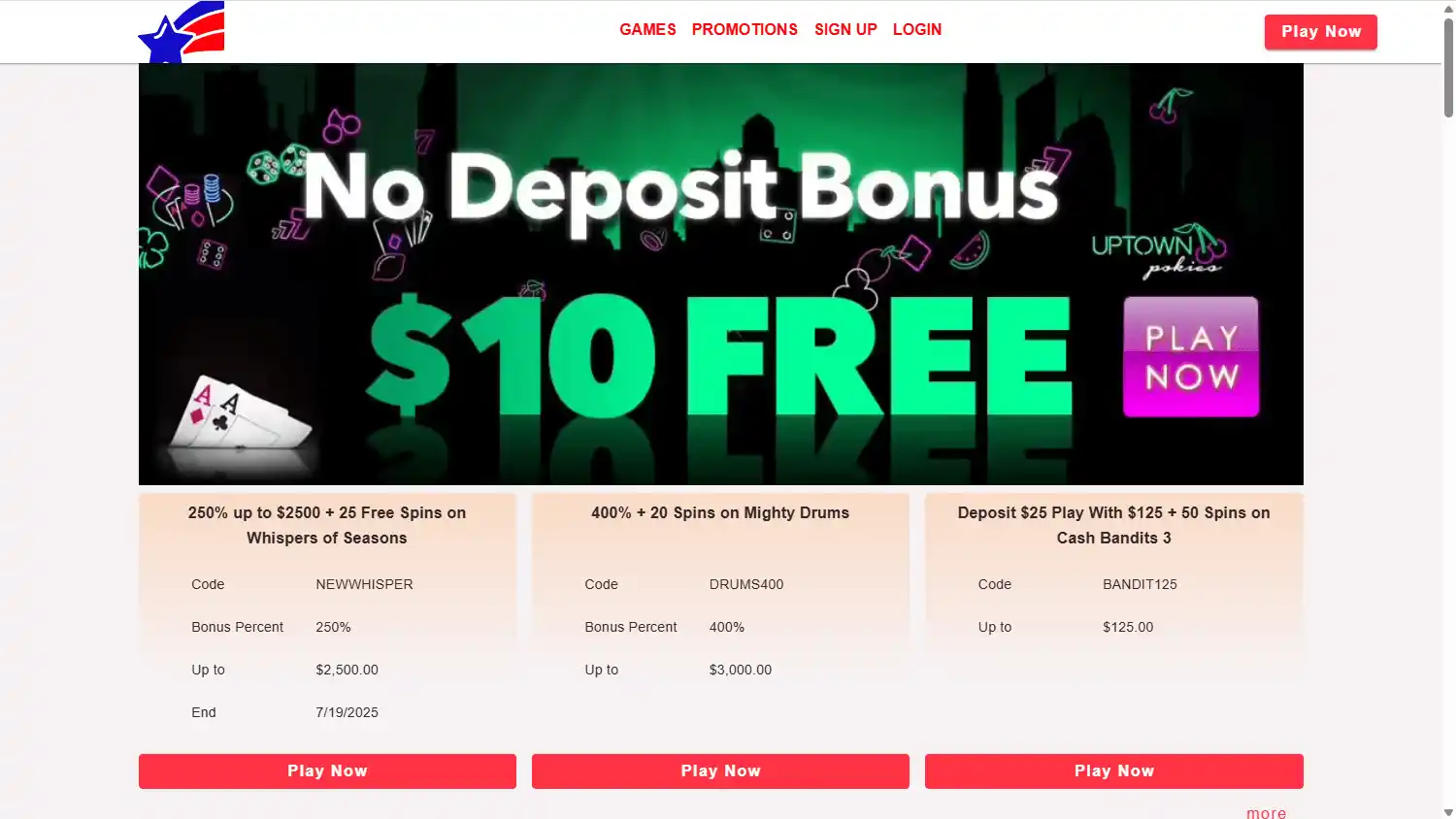 Uptown Pokies Casino screenshot 1