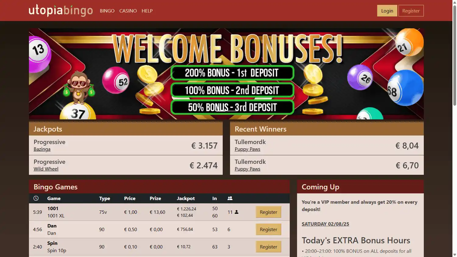 Utopia Bingo Casino screenshot 1