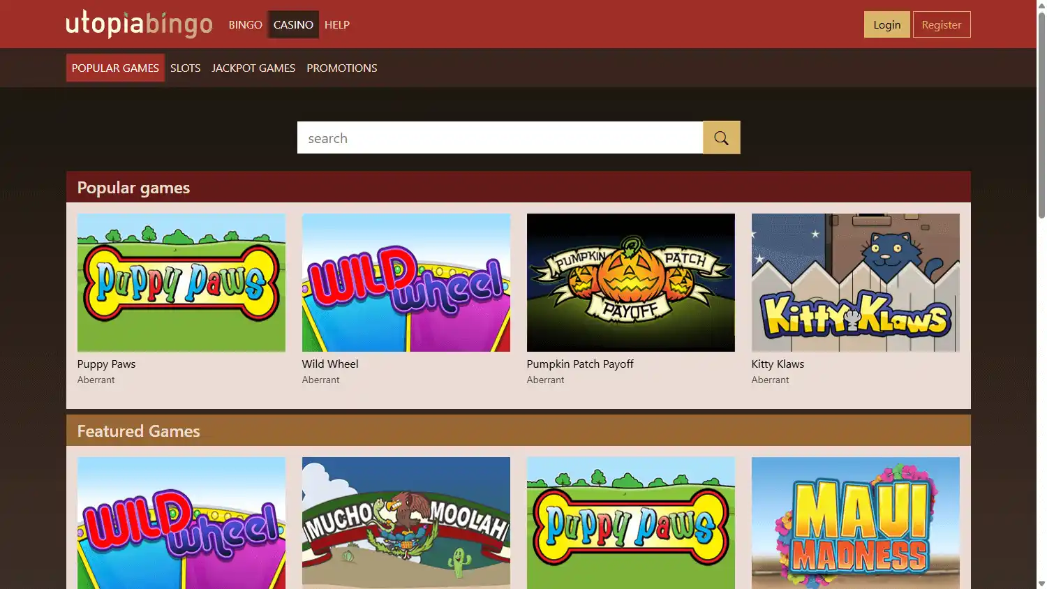 Utopia Bingo Casino screenshot 2