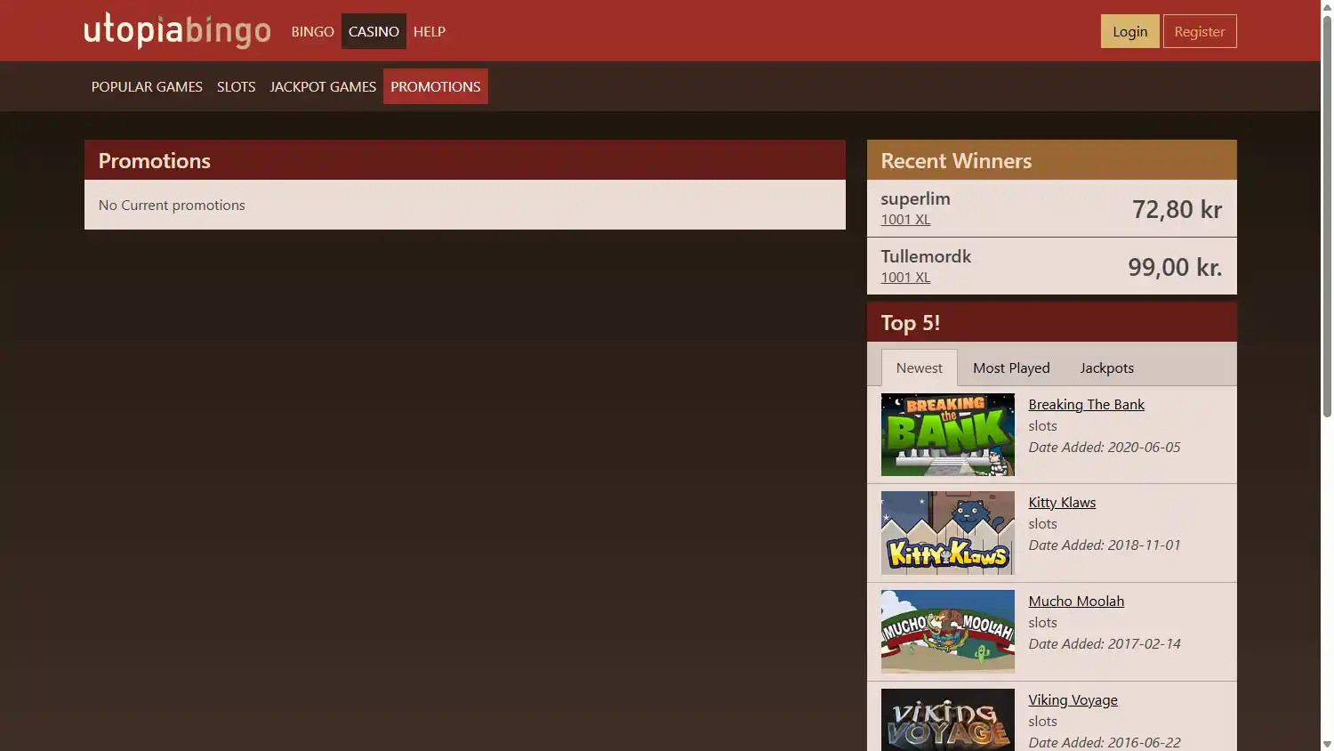 Utopia Bingo Casino screenshot 3