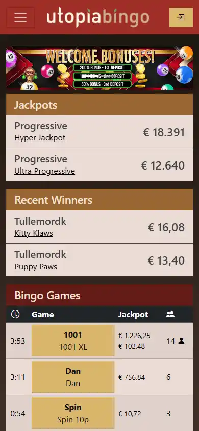 Utopia Bingo Casino screenshot 4