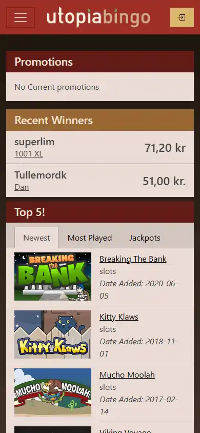 Utopia Bingo Casino screenshot 6