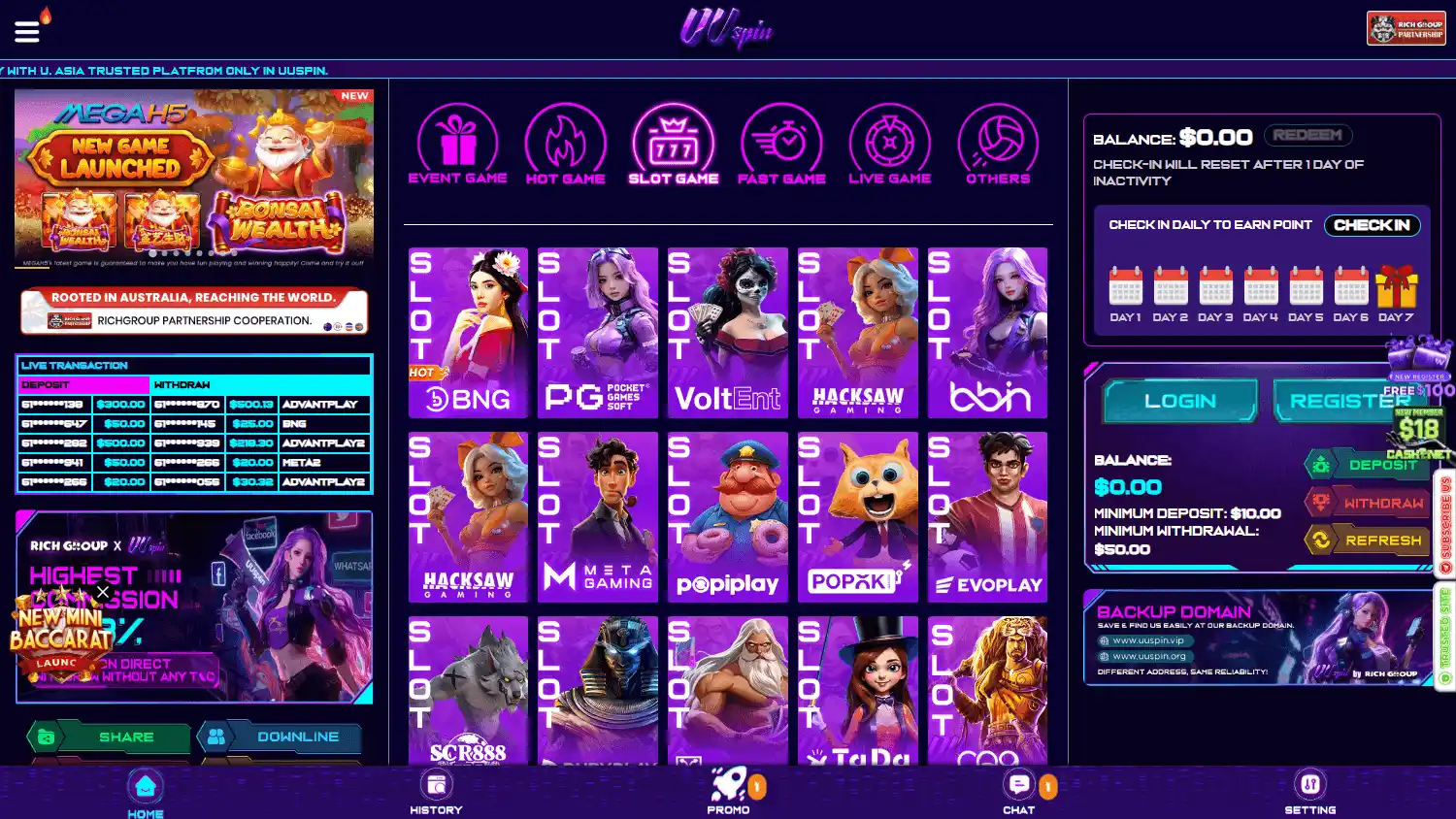 UUspin Casino screenshot 2