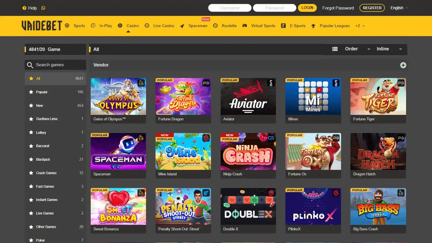 VaideBet Casino screenshot 2