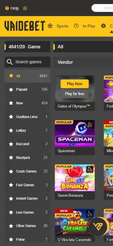 VaideBet Casino screenshot 6