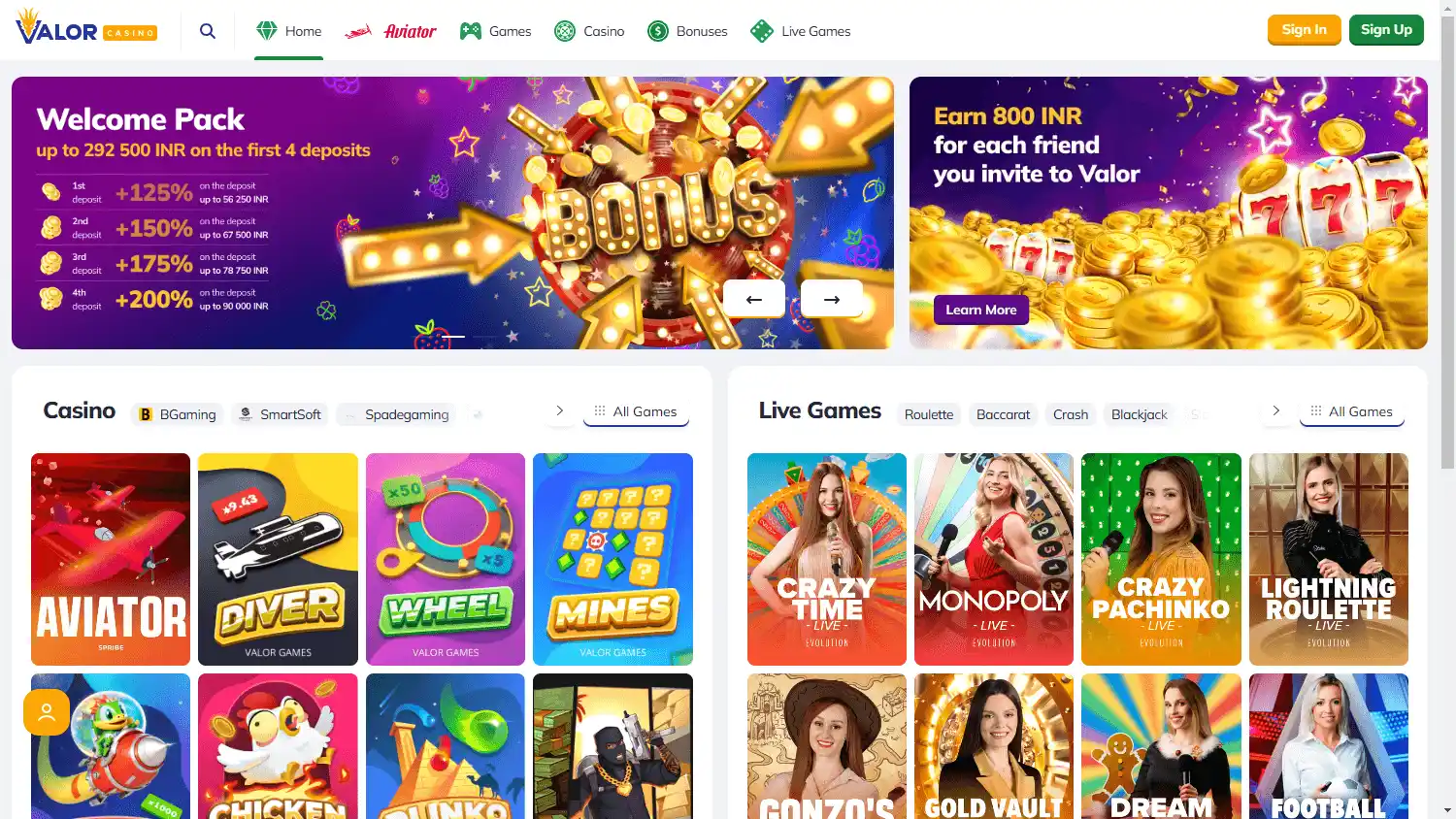 Valor Casino screenshot 1