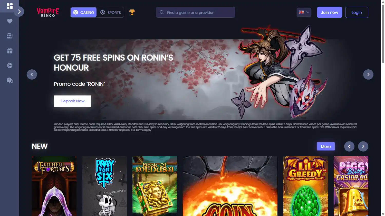 Vampire Bingo Casino screenshot 1