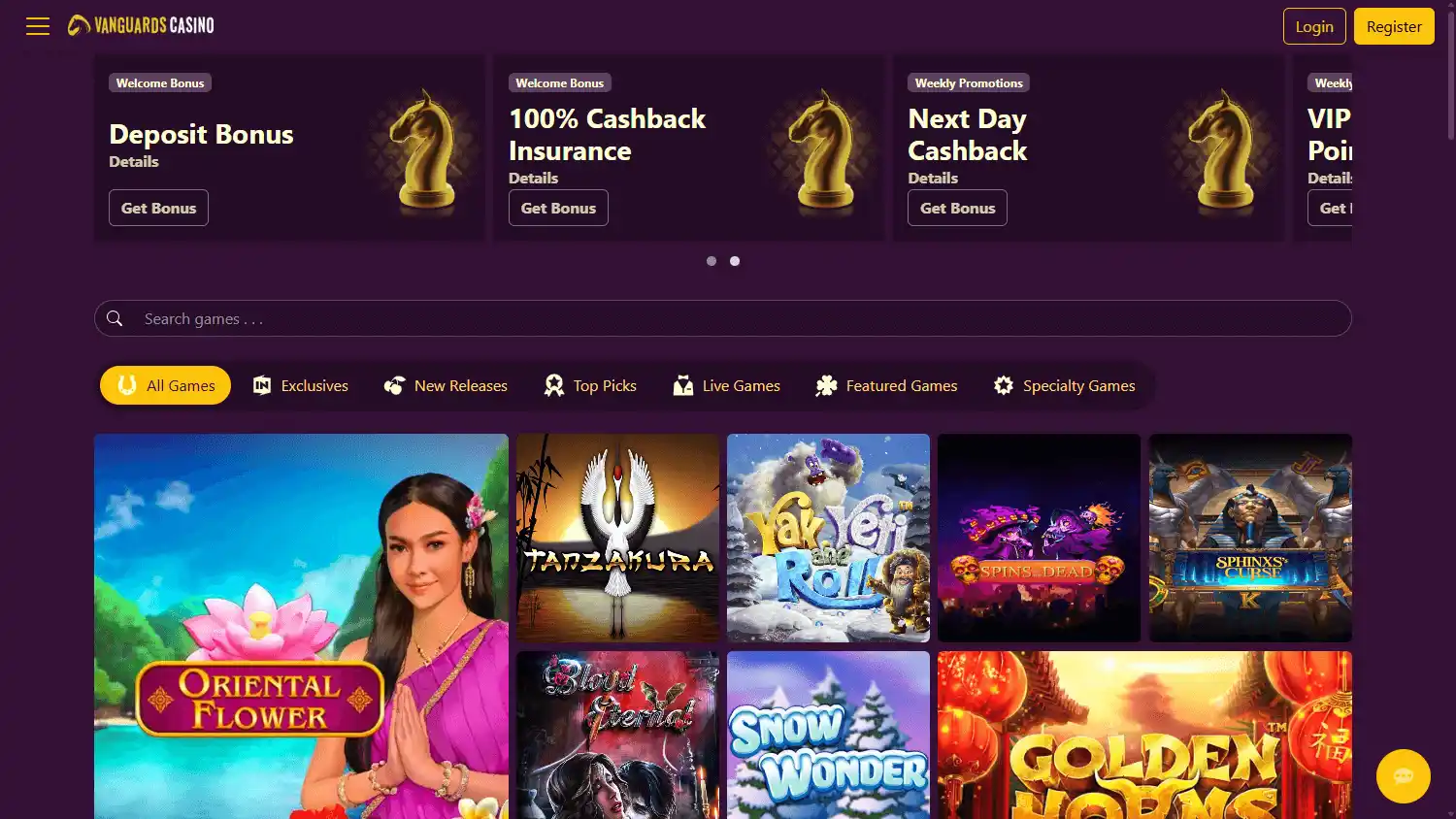 Vanguards Casino screenshot 1
