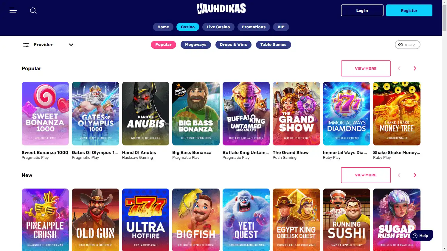 Vauhdikas Casino screenshot 2
