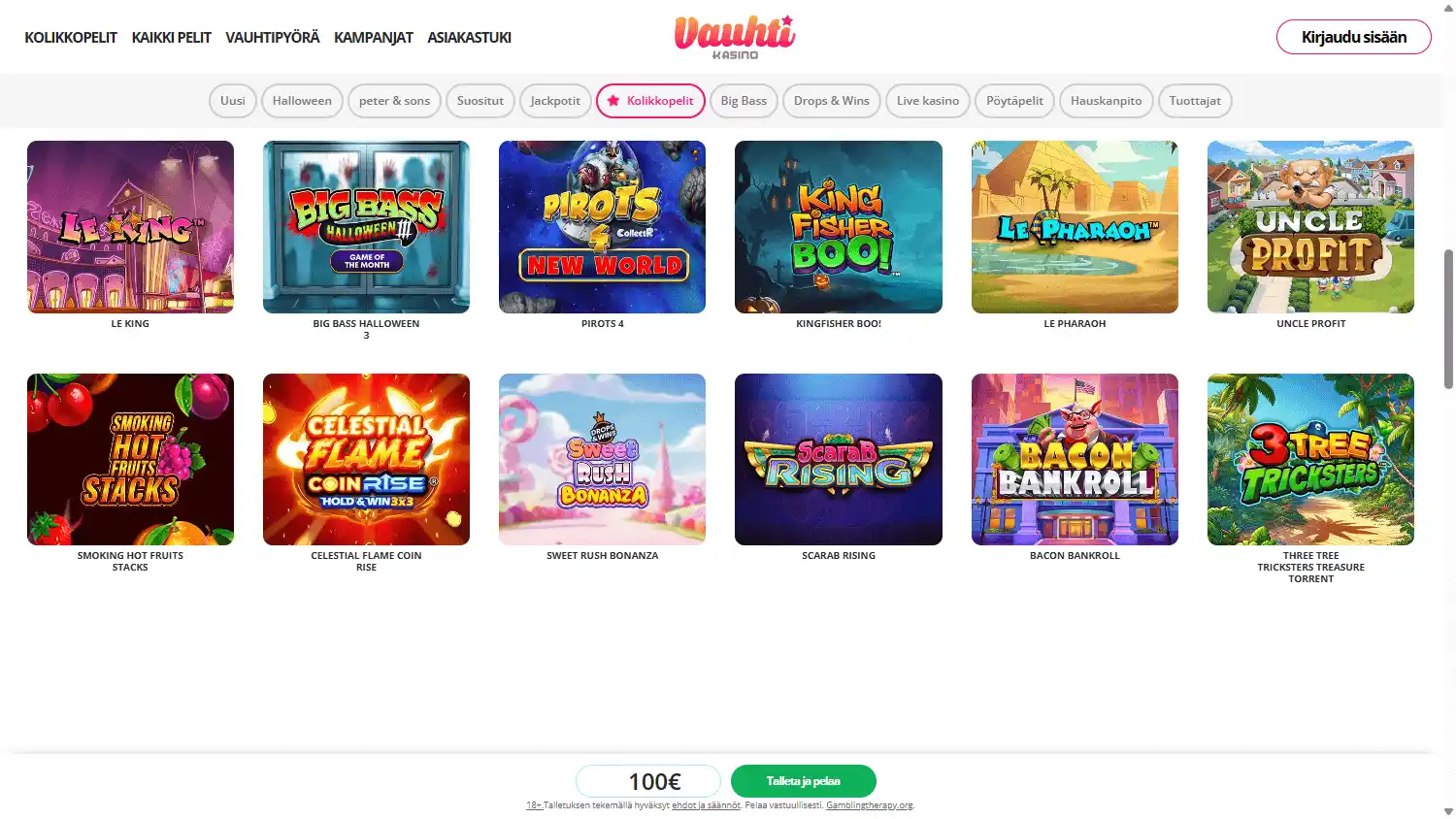 Vauhti Casino screenshot 2