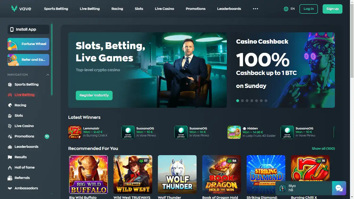 Vave Casino screenshot 1