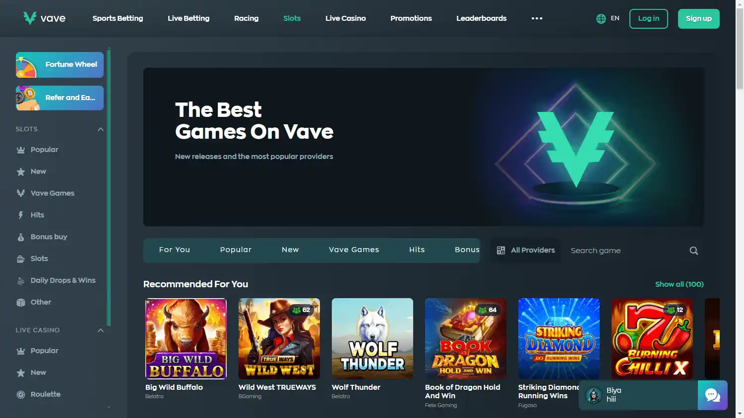 Vave Casino screenshot 2