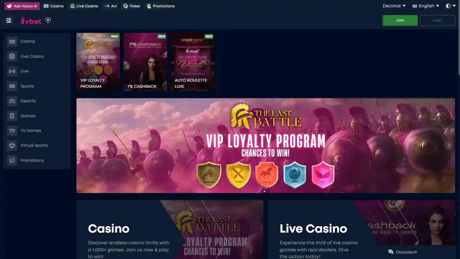 Vbetcrypto Casino screenshot 1