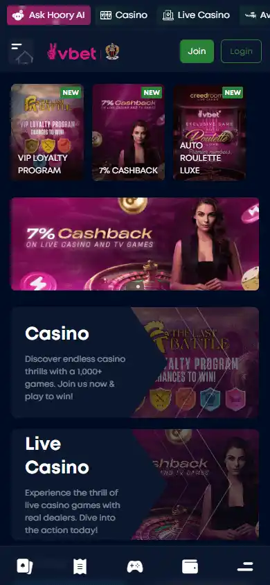 Vbetcrypto Casino screenshot 4