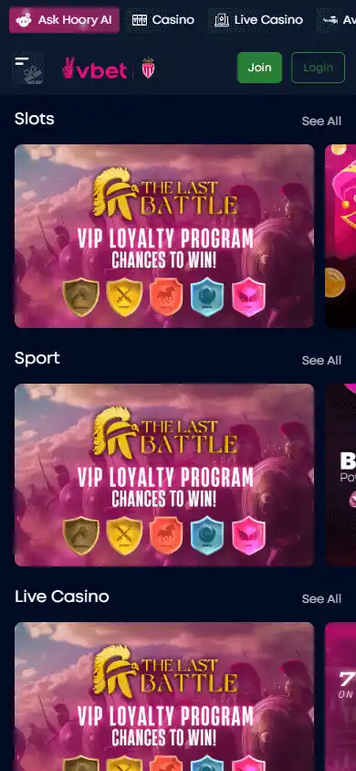 Vbetcrypto Casino screenshot 6