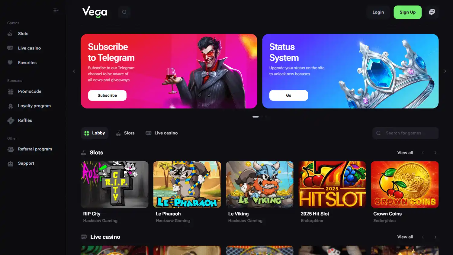 Vega Bet Casino screenshot 1