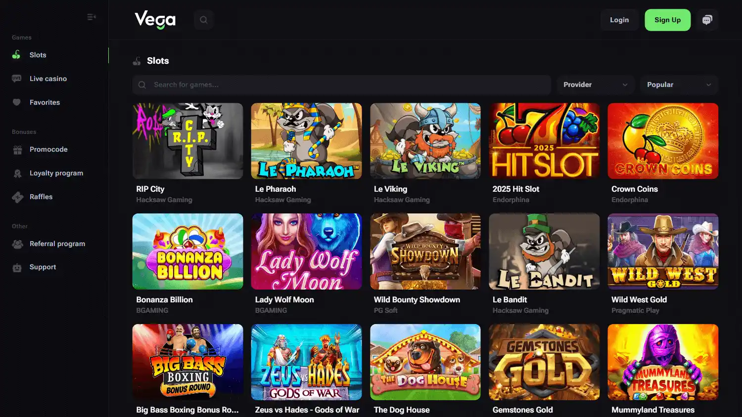Vega Bet Casino screenshot 2