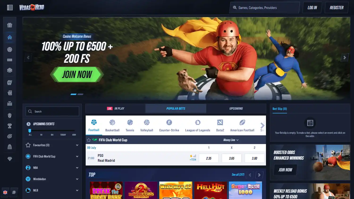 Vegas Hero Casino screenshot 1