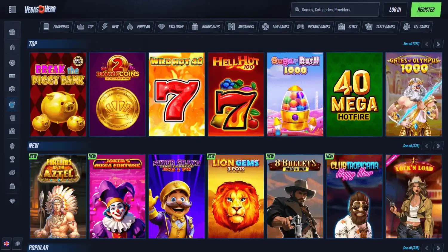 Vegas Hero Casino screenshot 2