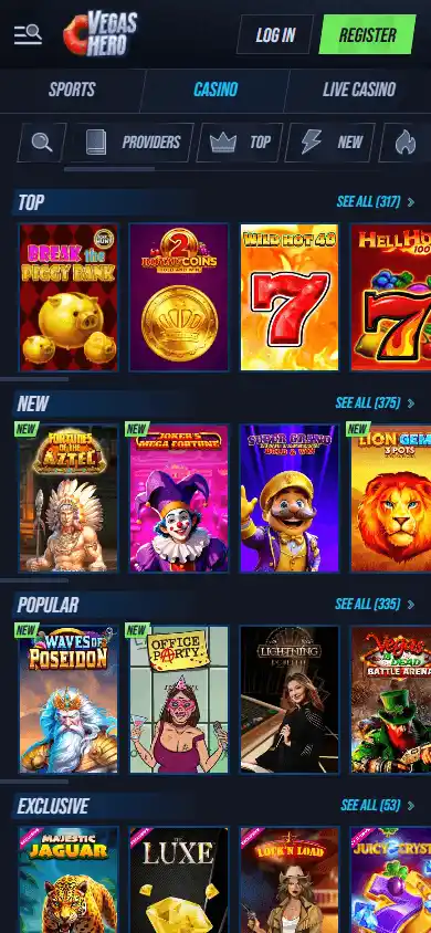 Vegas Hero Casino screenshot 5