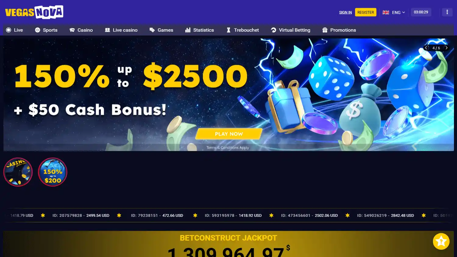 Vegas Nova Casino screenshot 1