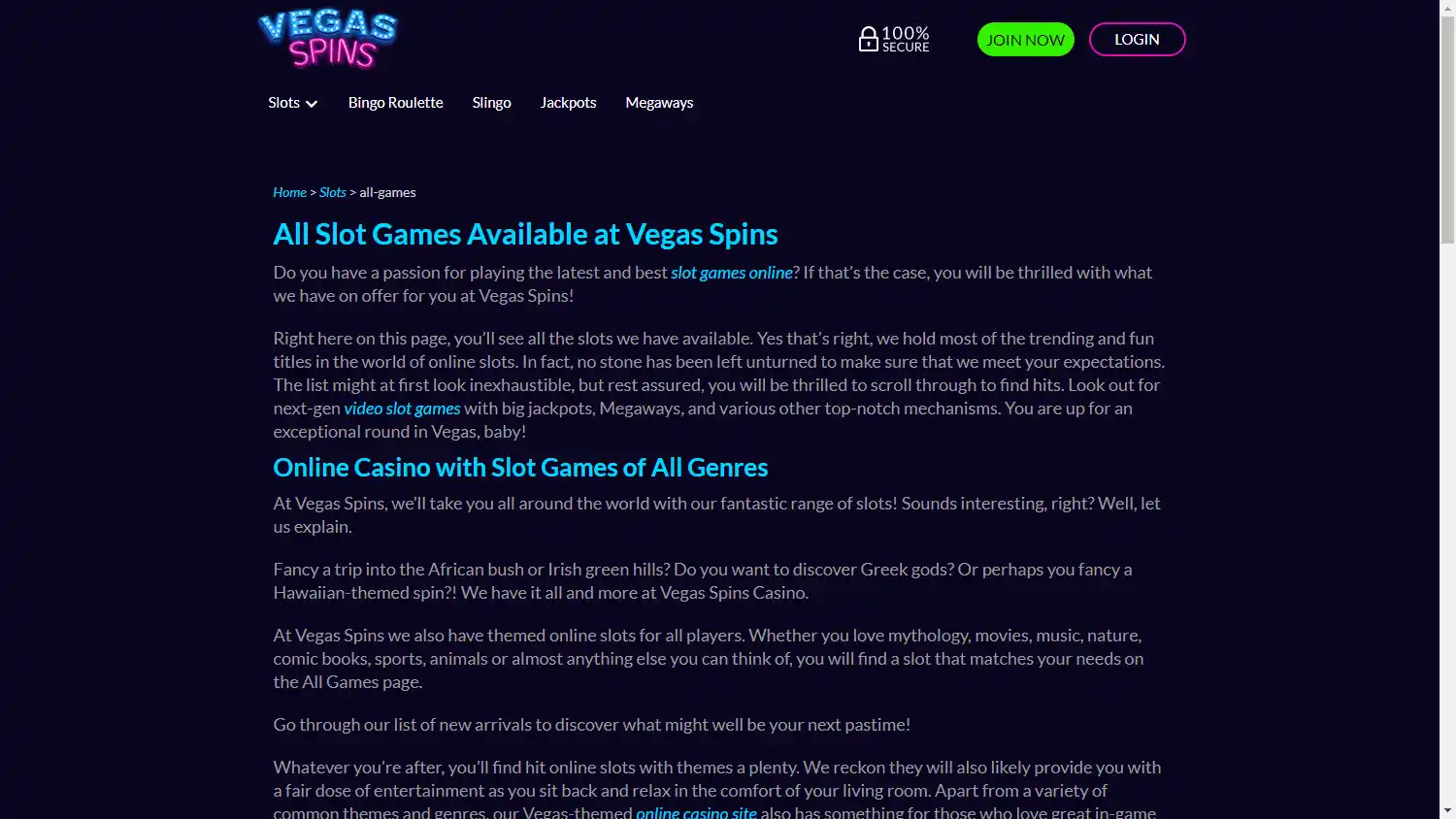 Vegas Spins Casino screenshot 2