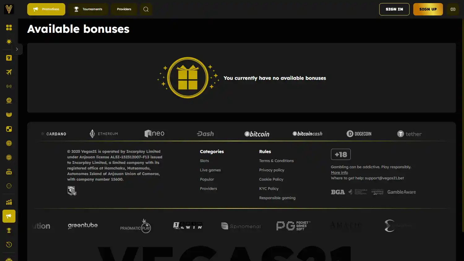Vegas21 Casino screenshot 3