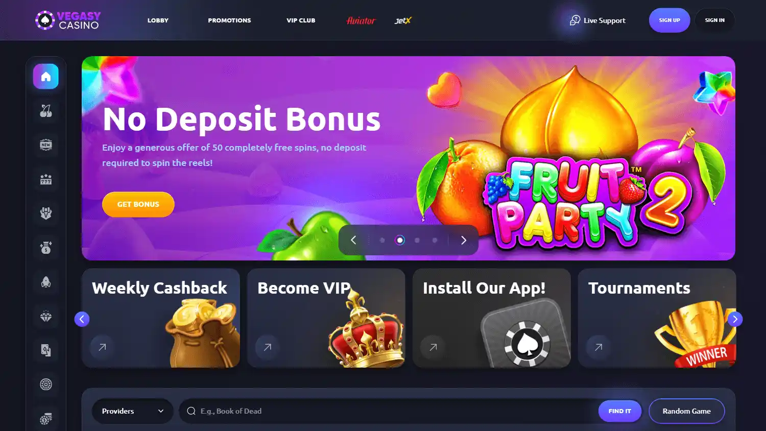 Vegasy Casino screenshot 1