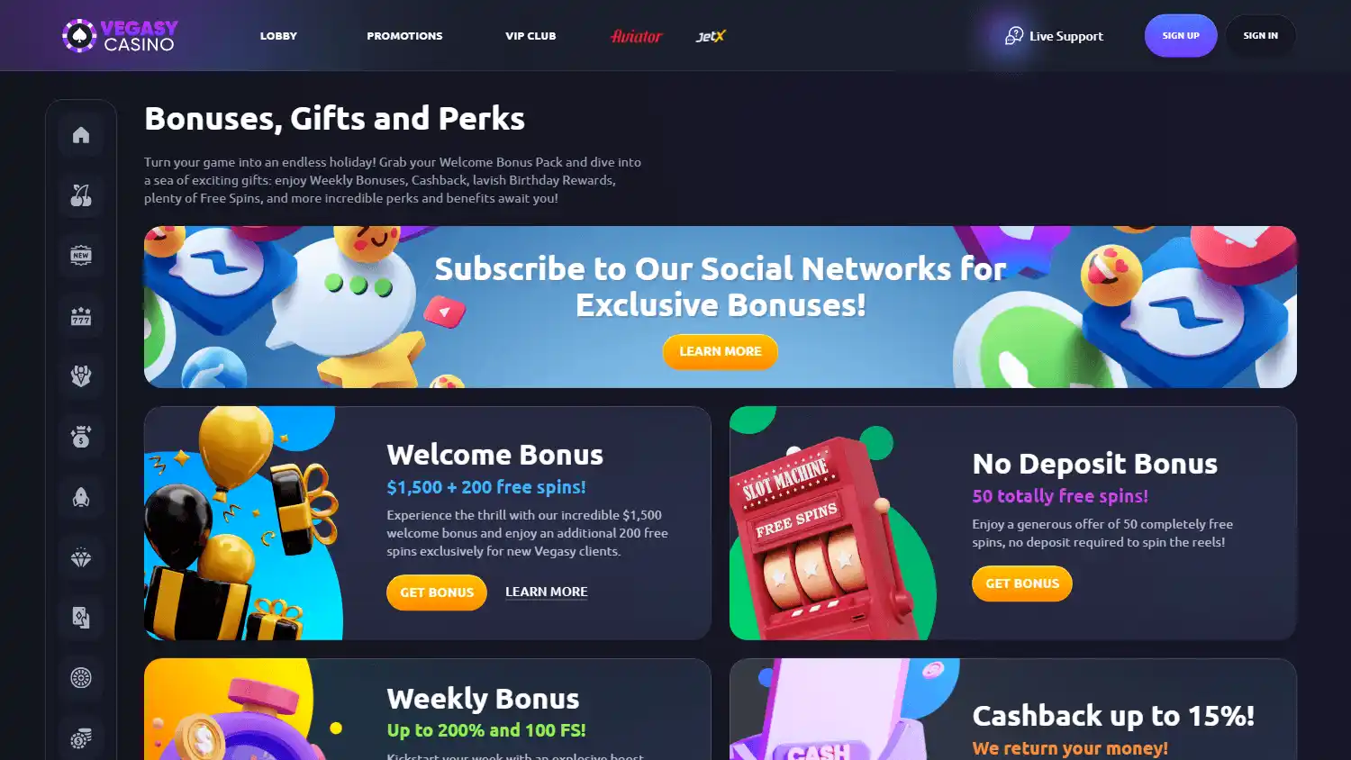 Vegasy Casino screenshot 3