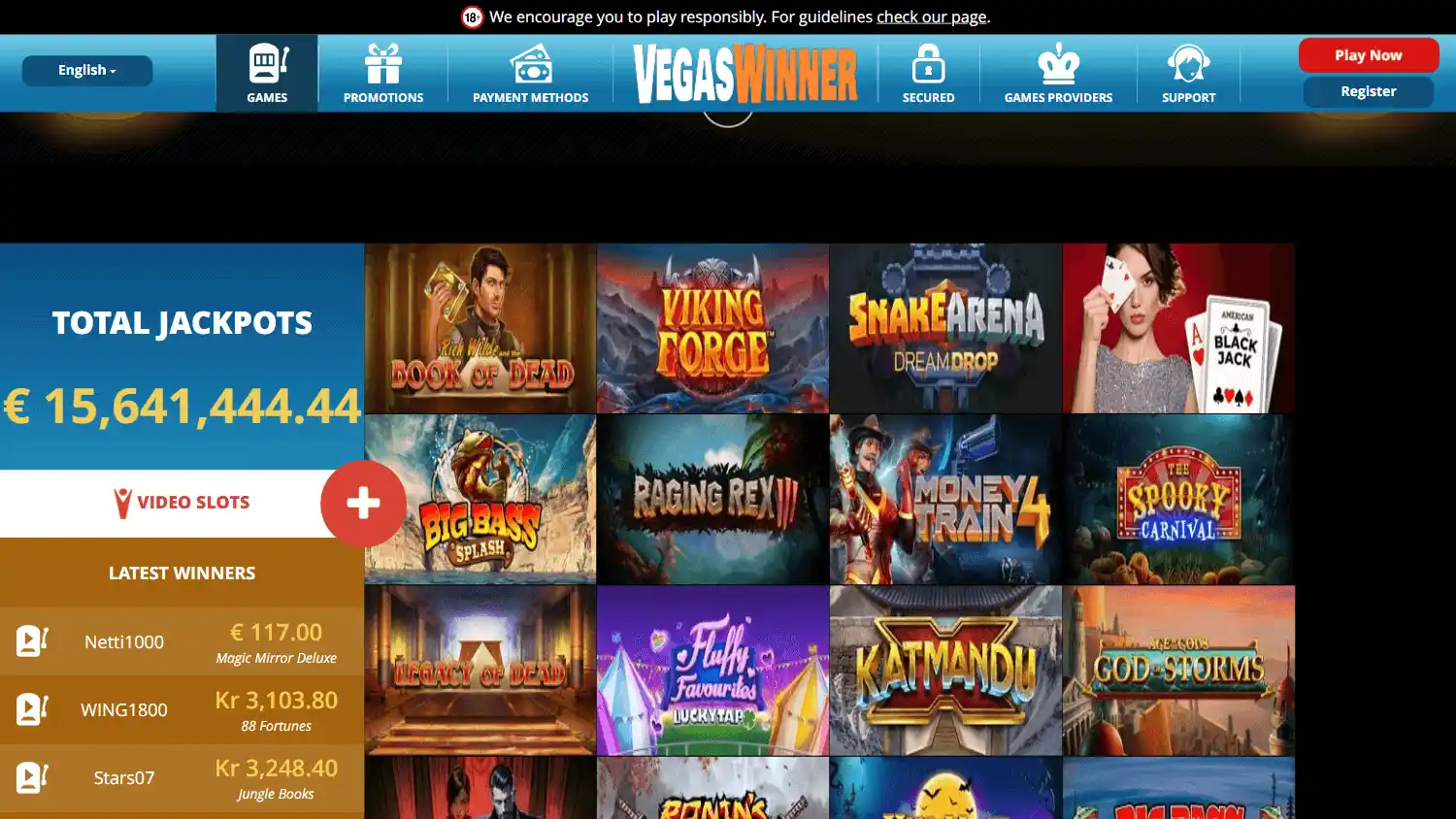 VegasWinner Casino screenshot 2