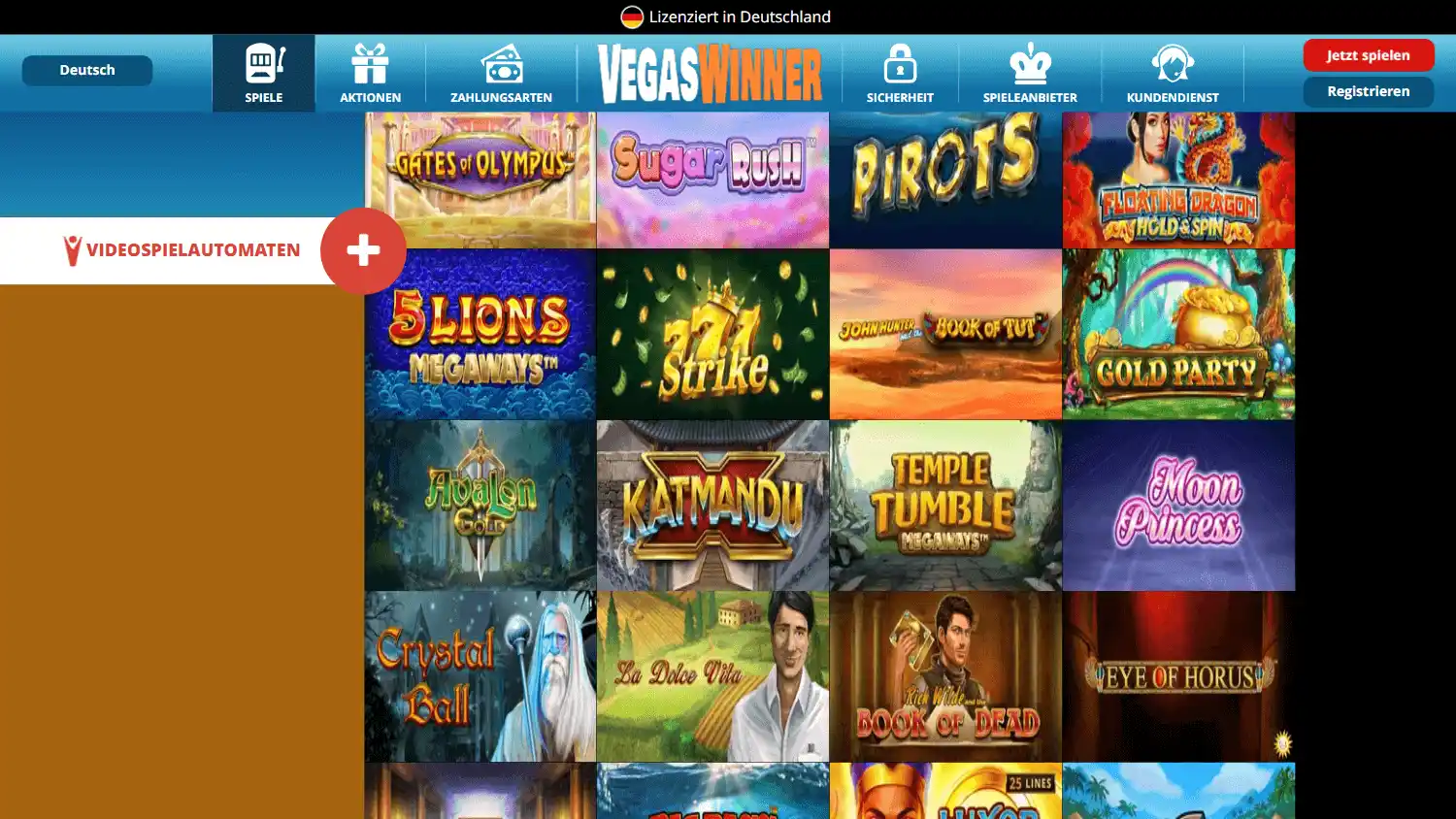 VegasWinner Casino DE screenshot 1