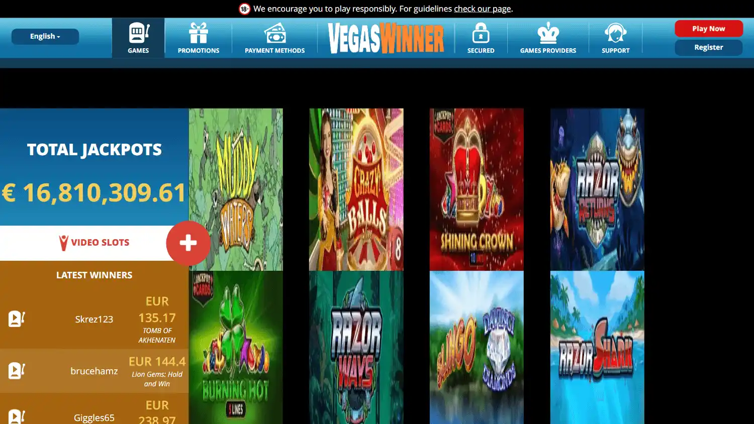 VegasWinner Casino screenshot 1
