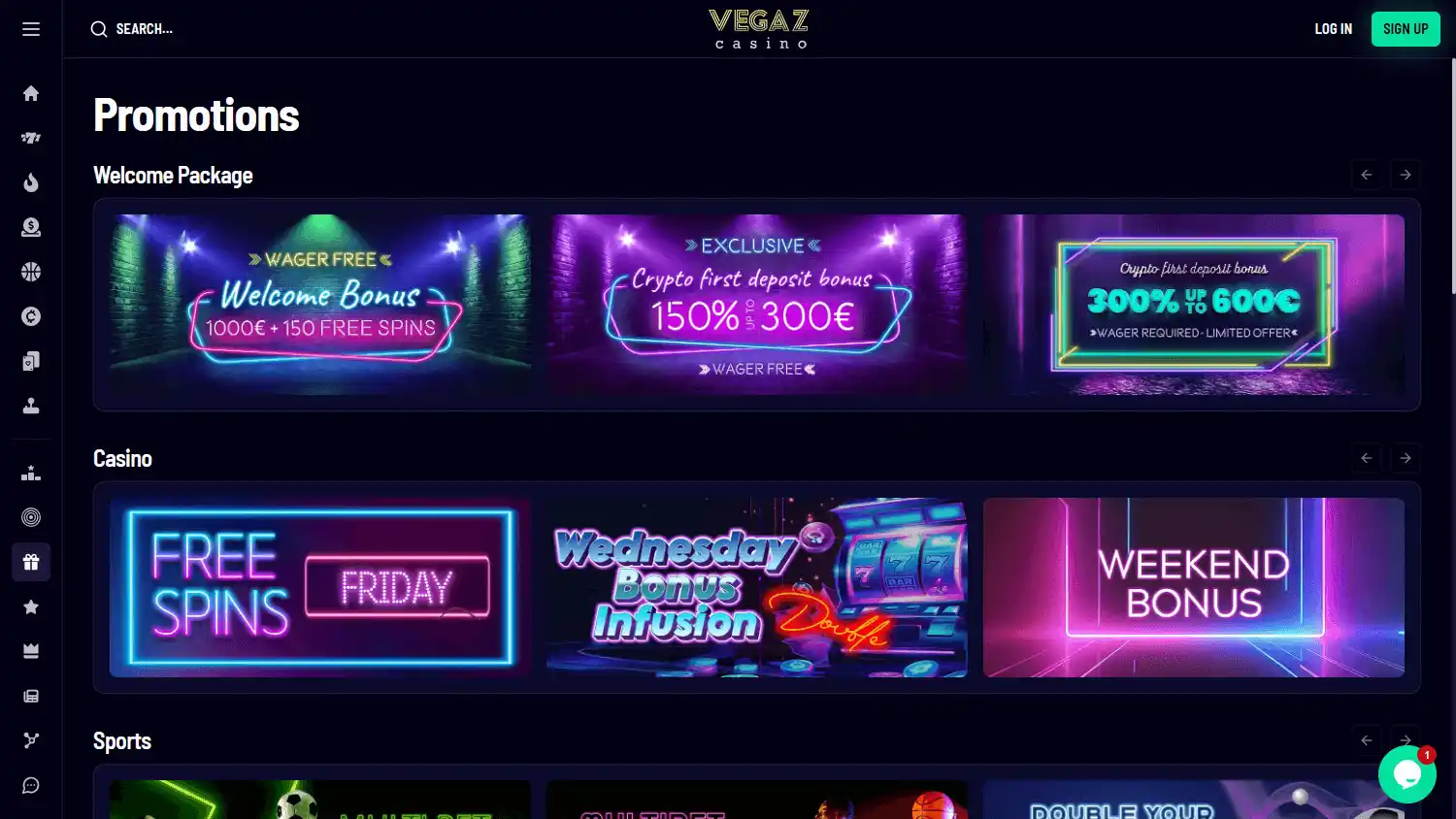 Vegaz Casino screenshot 3