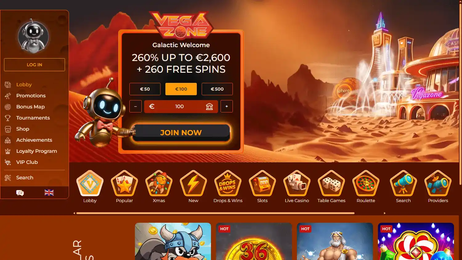 VegaZone Casino screenshot 1