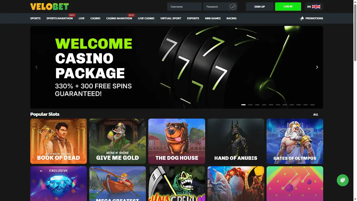 Velobet Casino screenshot 1