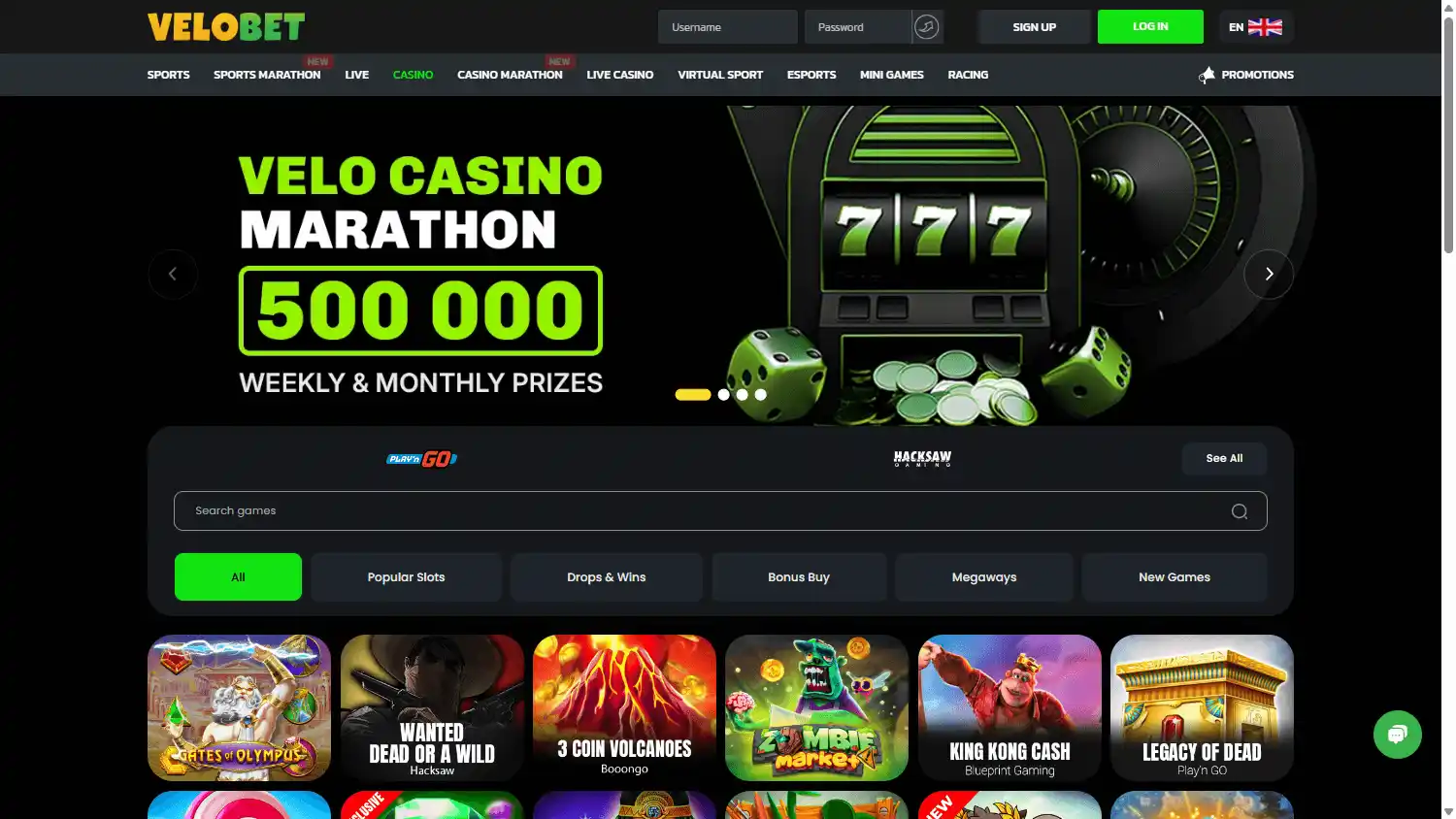 Velobet Casino screenshot 2