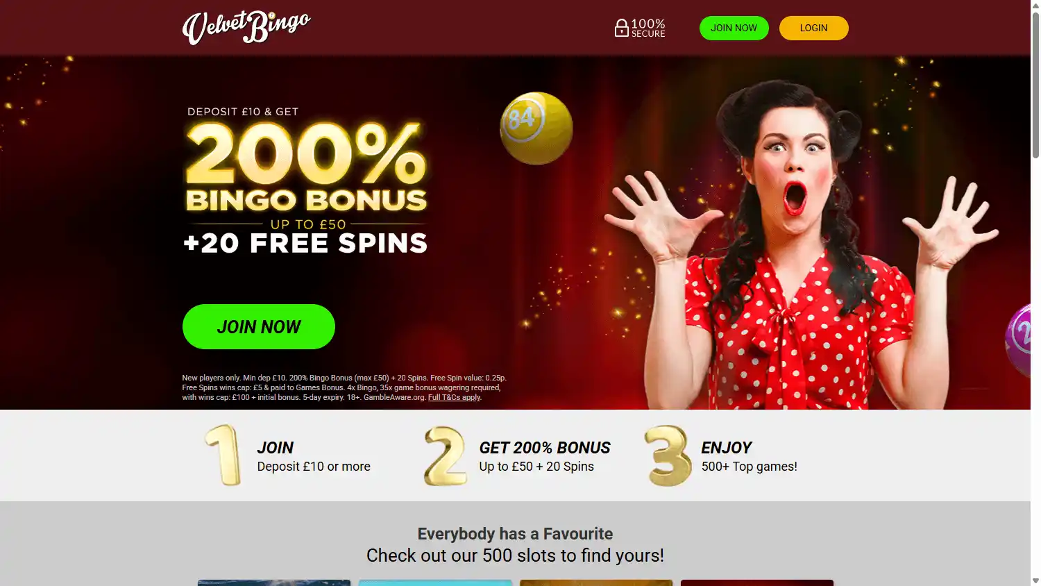 Velvet Bingo Casino screenshot 1
