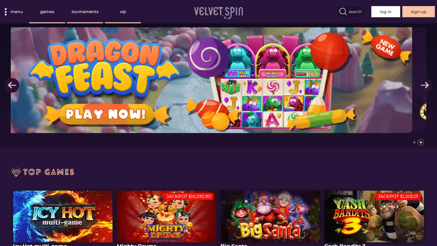 Velvet Spin Casino screenshot 1