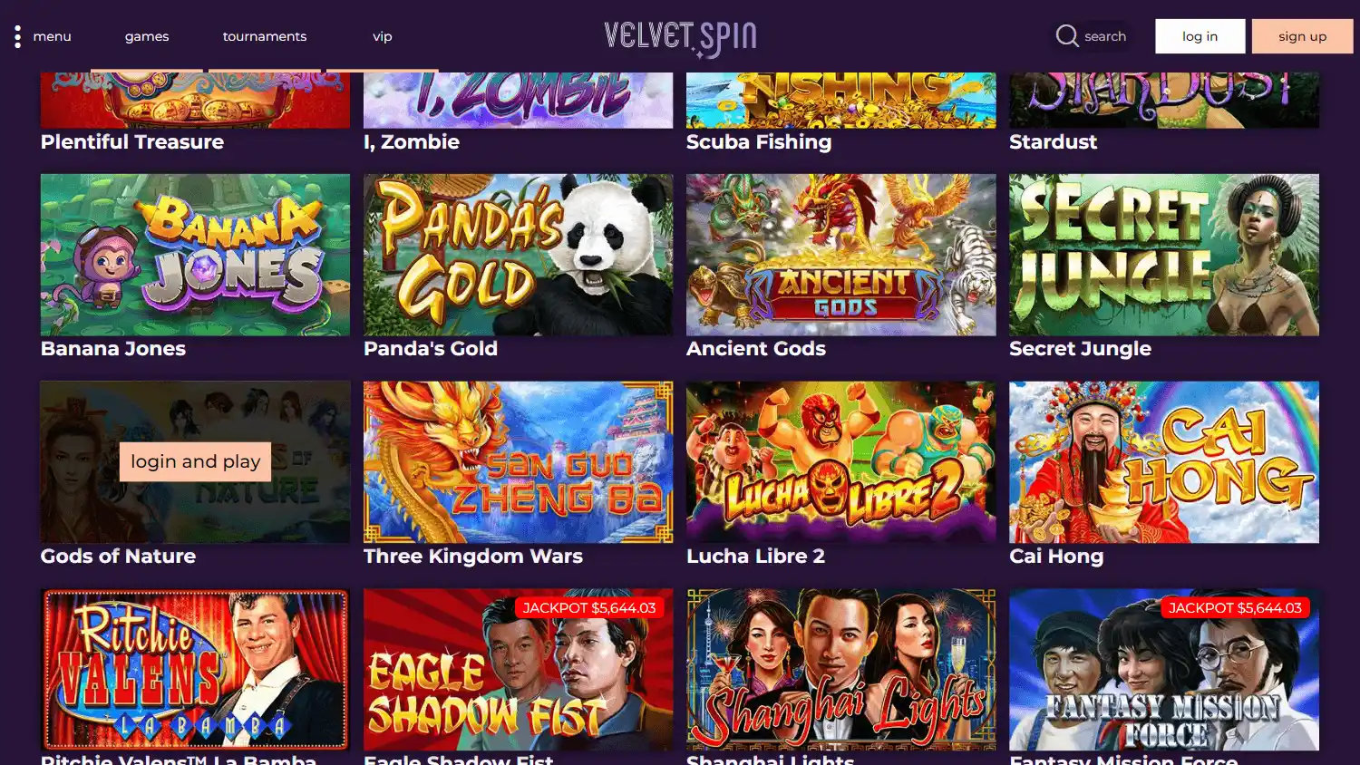 Velvet Spin Casino screenshot 2