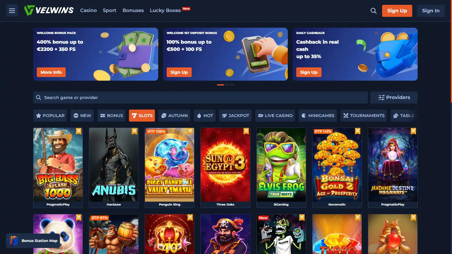 Velwins Casino screenshot 2