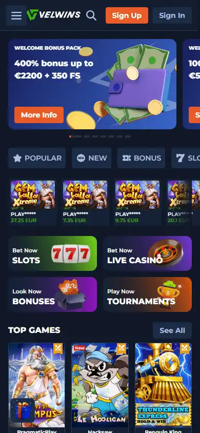 Velwins Casino screenshot 4