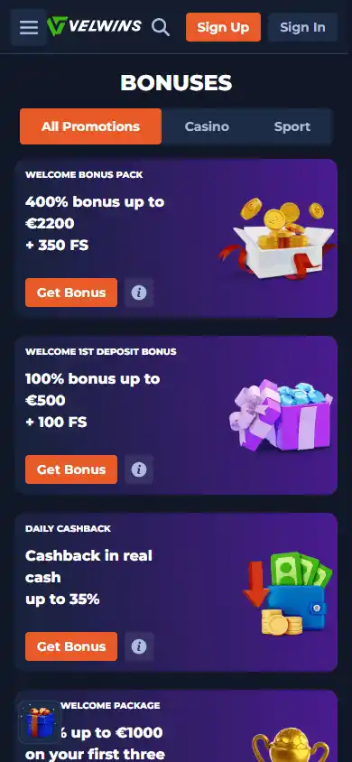 Velwins Casino screenshot 6