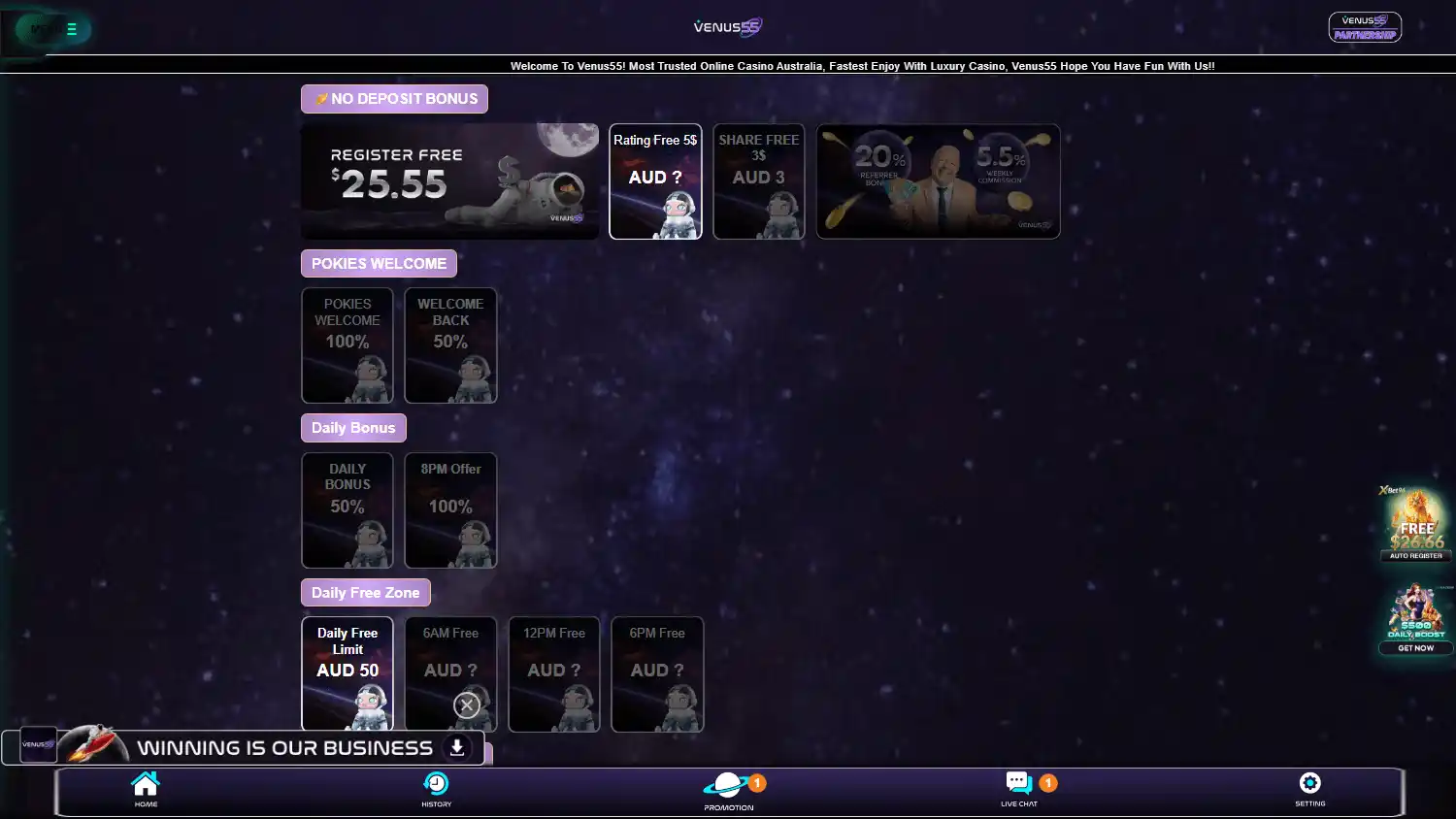 Venus55 Casino screenshot 3