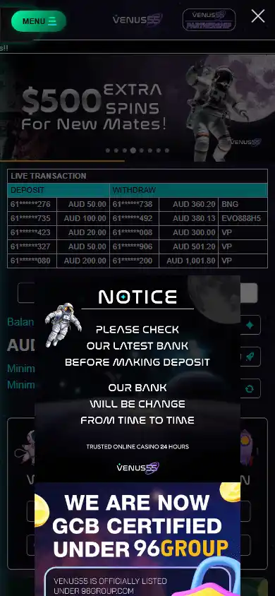 Venus55 Casino screenshot 4