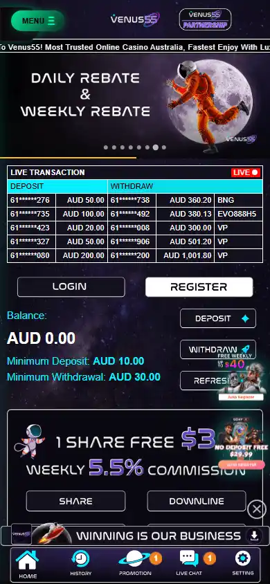 Venus55 Casino screenshot 5